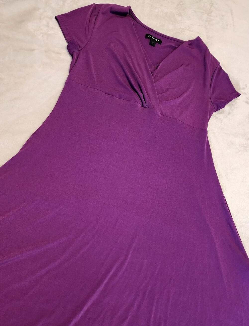 Jessica Purple Cap Sleeve V-Neck Dress Size 10